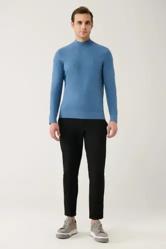 Men's Blue Knit Sweater - 5