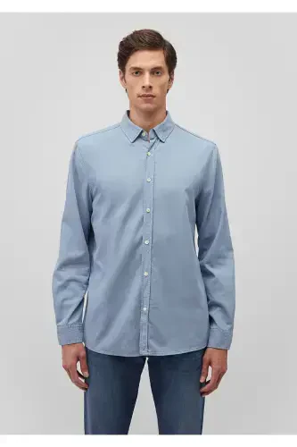 Men's Blue Long Sleeve Shirt Mountain Spring Shirt - 3
