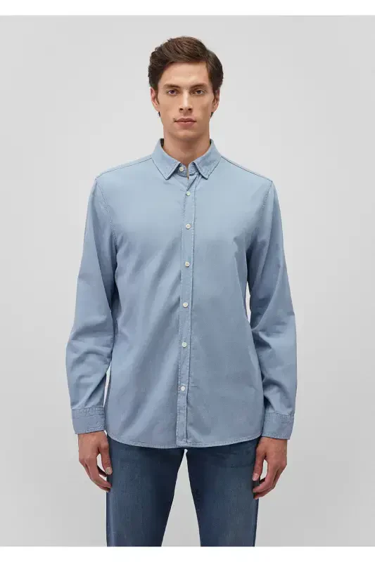 Men's Blue Long Sleeve Shirt Mountain Spring Shirt - 3