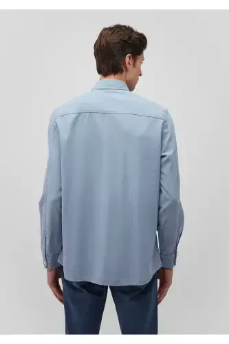 Men's Blue Long Sleeve Shirt Mountain Spring Shirt - 4