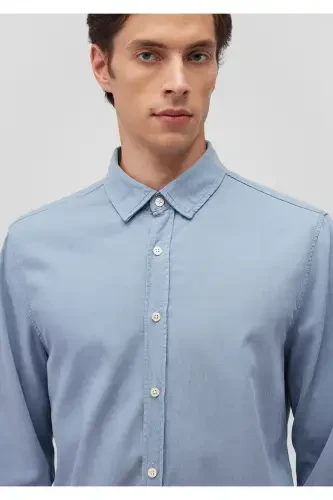 Men's Blue Long Sleeve Shirt Mountain Spring Shirt - 5