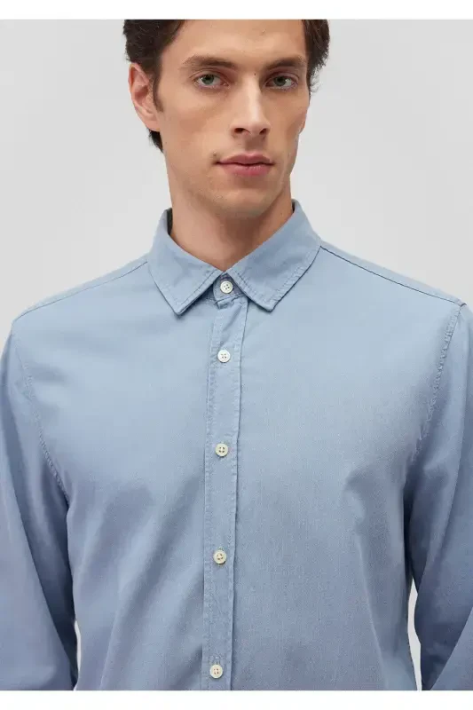 Men's Blue Long Sleeve Shirt Mountain Spring Shirt - 5