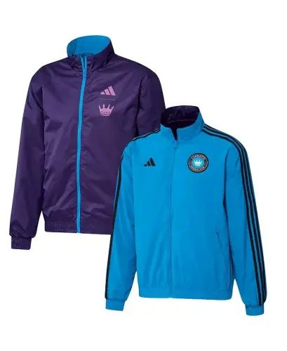 Men's Blue, Purple Charlotte FC 2023 On-Field Anthem Full-Zip Reversible Team Jacket-Blue, Purple - ADIDAS (1)