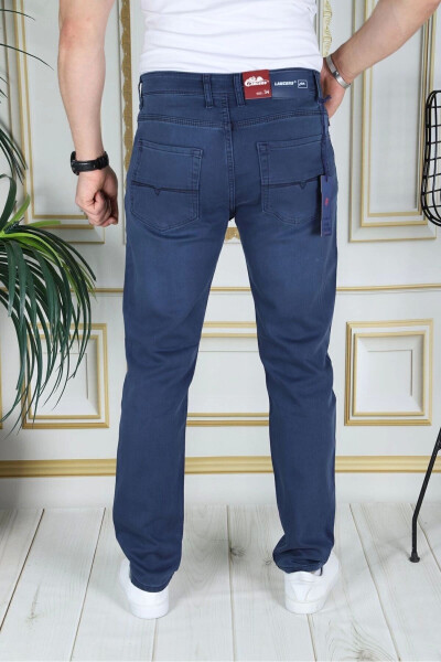 Men's Blue Top Pocket Reinforced Regular Fit Relaxed Fit Elastic Chino Linen/canvas Cotton Pants - 4