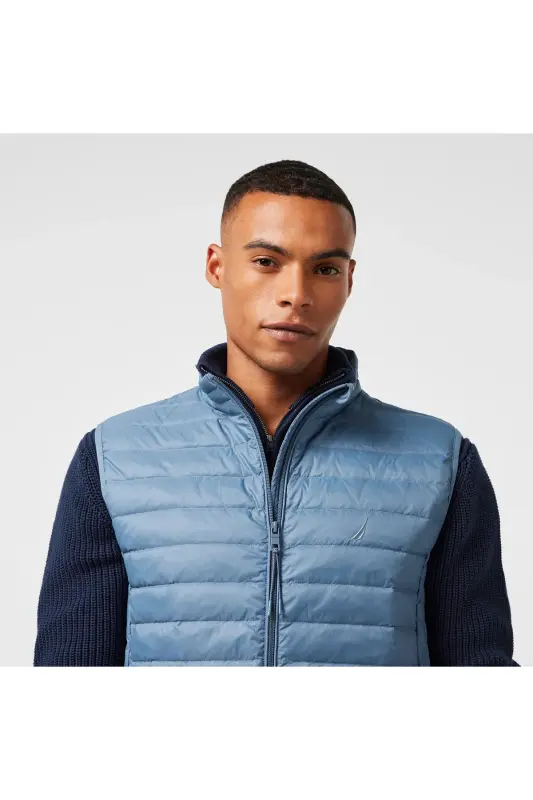 Men's Blue Water Repellent Down Vest - 4GP-Blue - 4