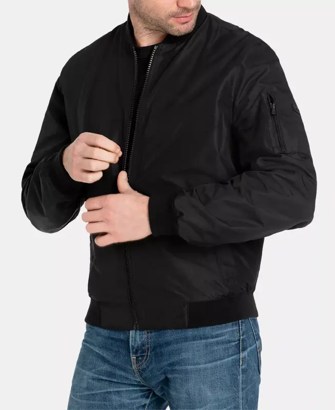 Men's Bomber Jacket, Created for Modazone-Black - 2