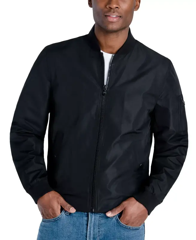 Men's Bomber Jacket, Created for Modazone-Black - 3