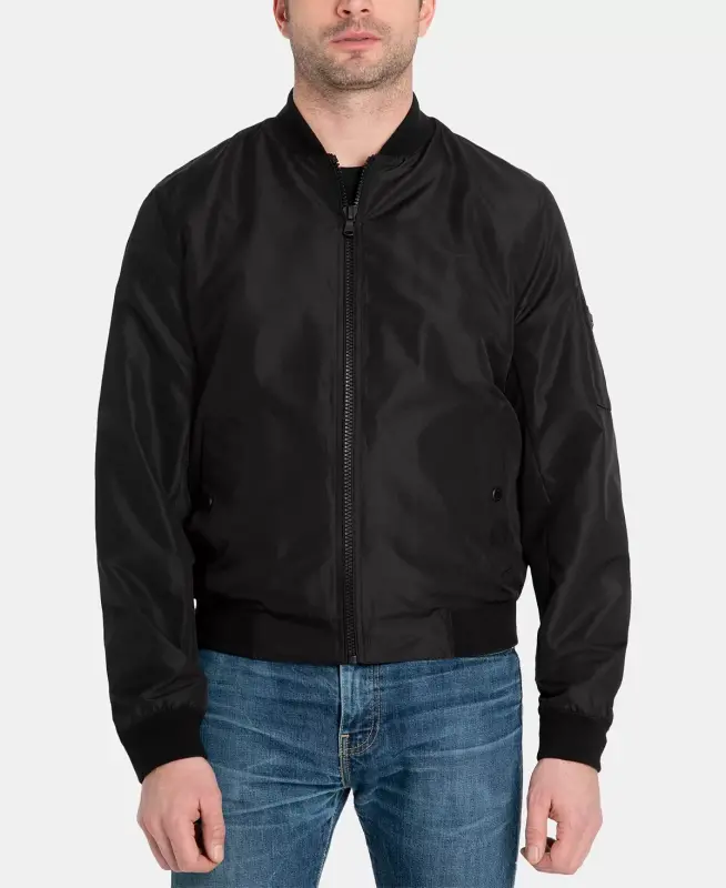 Men's Bomber Jacket, Created for Modazone-Black - 5