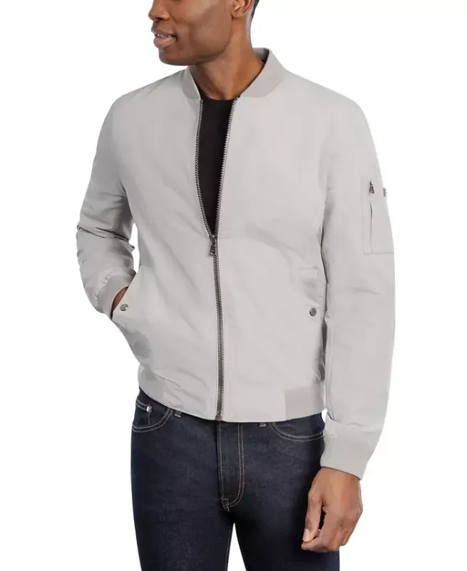 Men's Bomber Jacket, Created for Modazone-Flint Grey - 3