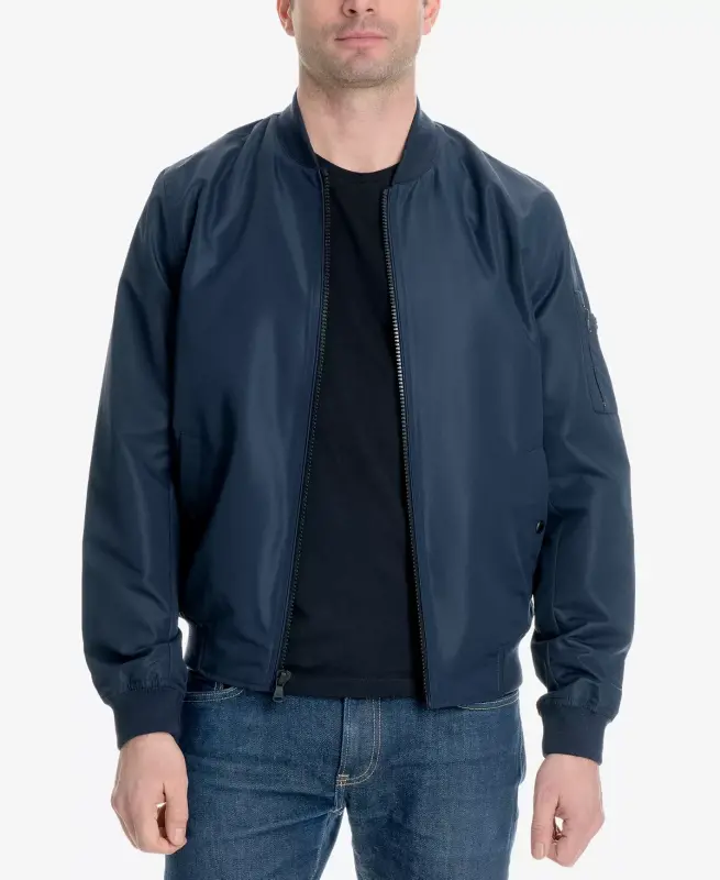 Men's Bomber Jacket, Created for Modazone-Midnight - 1