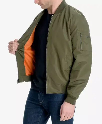 Men's Bomber Jacket, Created for Modazone-Military Olive - 3