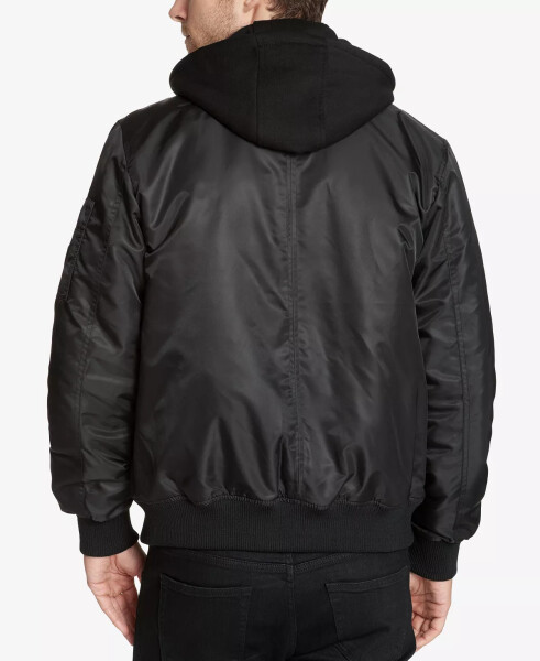 Men's Bomber Jacket with Removable Hooded Inset Black - 2