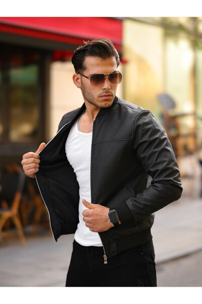 Men's Bomber Leather Jacket - 1