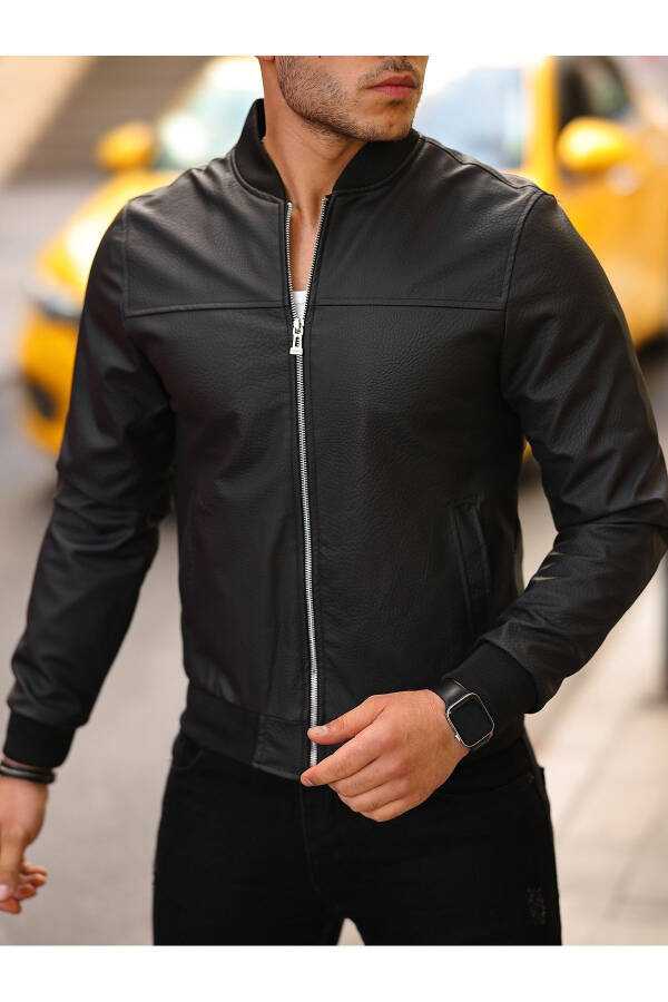 Men's Bomber Leather Jacket - 3