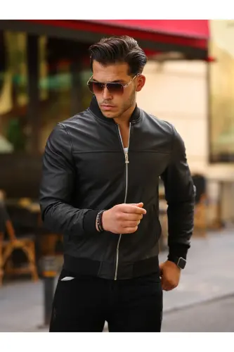 Men's Bomber Leather Jacket - BASEL.CO (1)