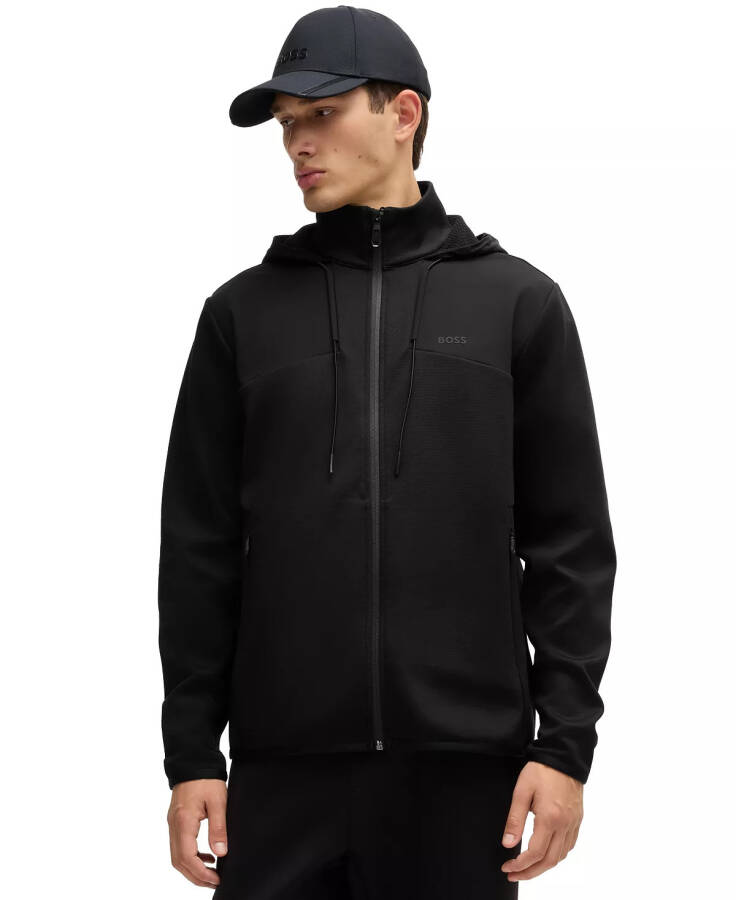 Men's Bonded-Fleece Zip-Up Hoodie Black - 1