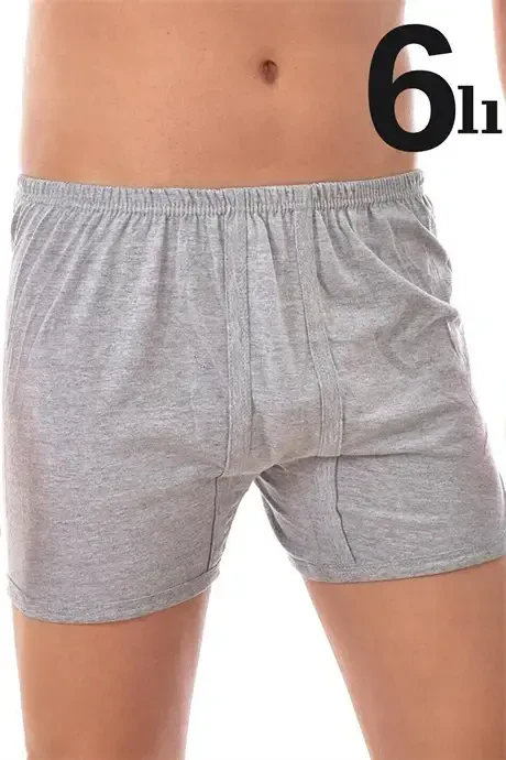 Men's Boxers Briefs 6-Pack Grey 100% Cotton Jersey - BÜYÜKBEDENIZ