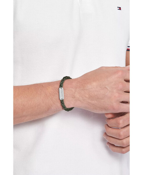 Men's Braided Green Suede Leather Bracelet - 2