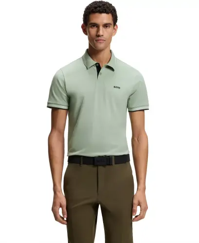 Men's Branding Stretch-Cotton Slim-Fit Polo Shirt-Open Green - 4