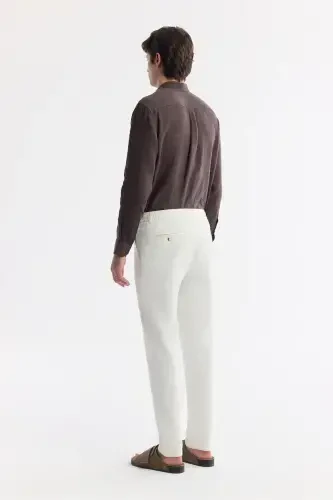 Men's Broken White Coricos Chino Pants Elastic Waistband Drawstring Linen Cotton Textured RelaxedFitB003036 - 3