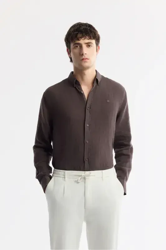 Men's Broken White Coricos Chino Pants Elastic Waistband Drawstring Linen Cotton Textured RelaxedFitB003036 - 7