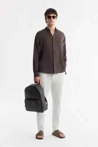 Men's Broken White Coricos Chino Pants Elastic Waistband Drawstring Linen Cotton Textured RelaxedFitB003036 - 8