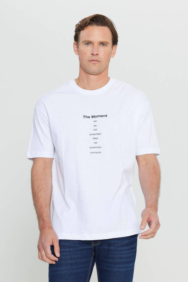 Men's Broken White Oversized Loose Fit Crew Neck - 1