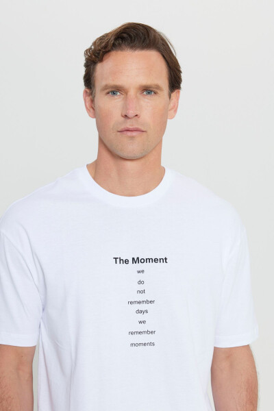 Men's Broken White Oversized Loose Fit Crew Neck - 4