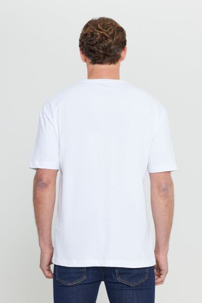 Men's Broken White Oversized Loose Fit Crew Neck - 5