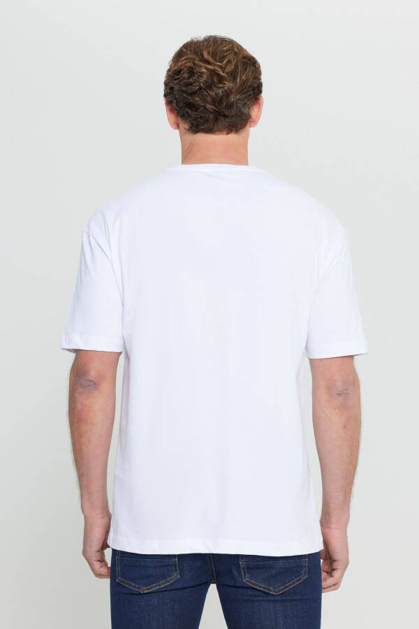 Men's Broken White Oversized Loose Fit Crew Neck - 5