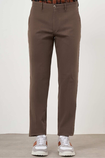 Men's Brown Cotton Side Pocket Dynamic Fit Chino Pants - 16