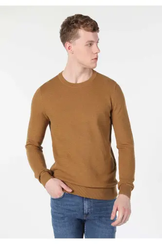 Men's brown crew neck sweater. Cl1046786 - 4