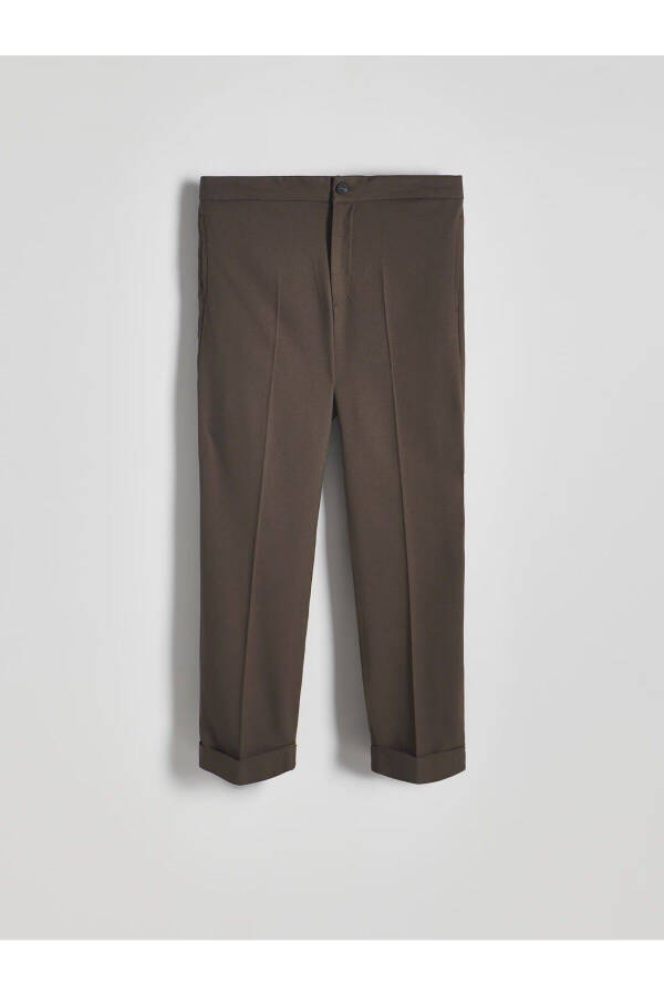 Men's Brown Elastic Waistband Double Cuff Jogger Pants - 4