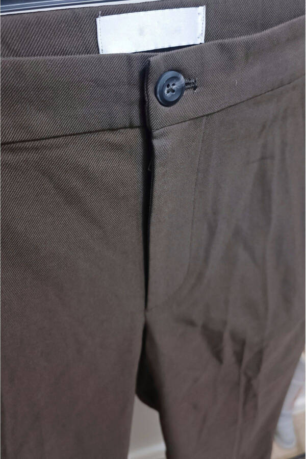 Men's Brown Elastic Waistband Double Cuff Jogger Pants - 5