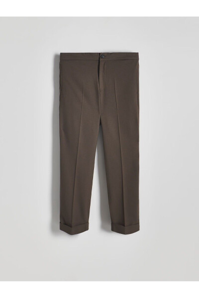 Men's Brown Elastic Waistband Double Cuff Jogger Pants - 1