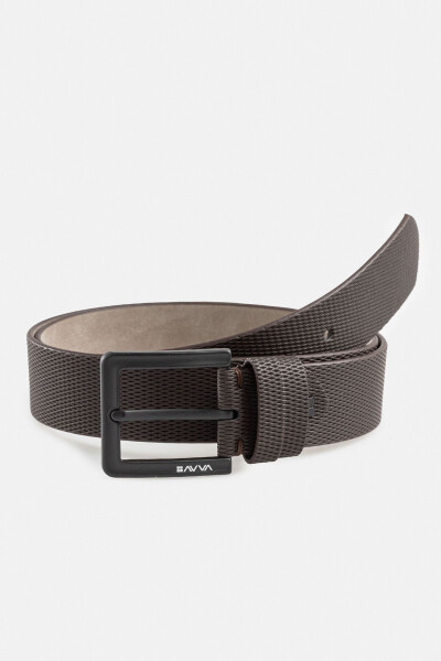 Men's brown needle patterned belt A41y9306 - 4