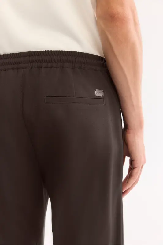 Men's Brown Side Pocket Elastic Waist Drawstring Double Cuff Jogger Pants E003000 - Brown - 5
