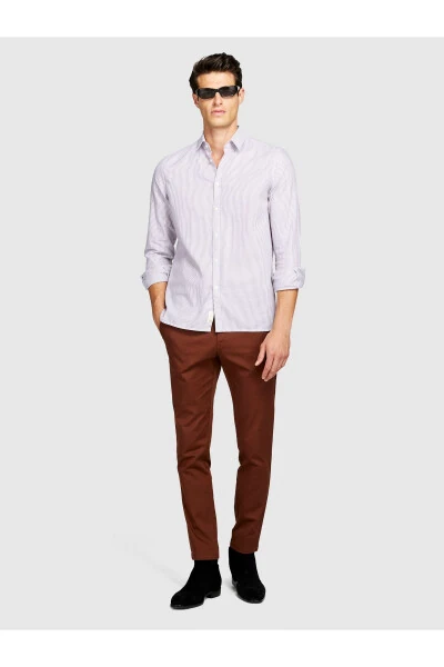 Men's Brown Slim Fit Stretch Chino Pants - SISLEY