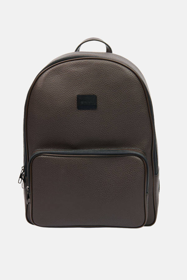 Men's brown zippered backpack A41y9108 - 6