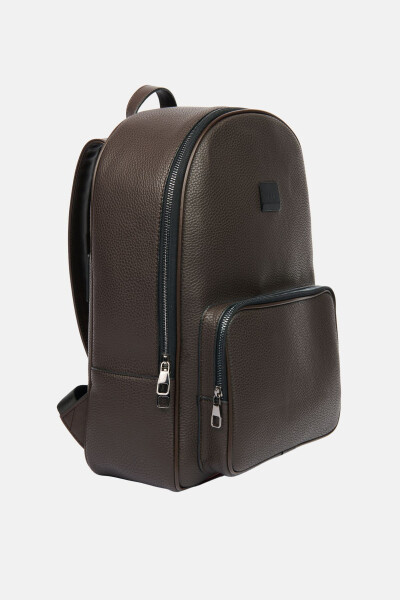 Men's brown zippered backpack A41y9108 - 7