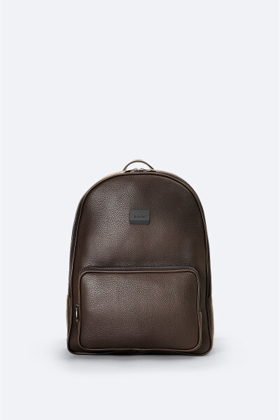 Men's brown zippered backpack A41y9108 - 1