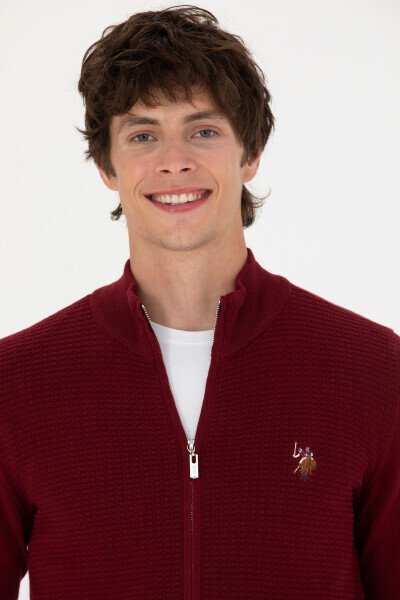 Men's Burgundy Basic Knit Cardigan - U.S. POLO ASSN. (1)