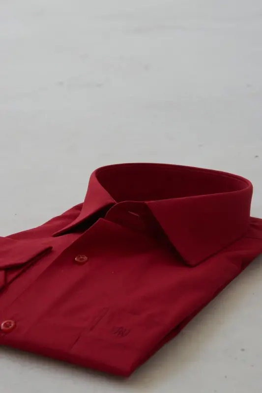 Men's Burgundy Classic Collar Easy Iron Cotton Blend Fit Special Boxed Shirt G90-Burgundy - 4