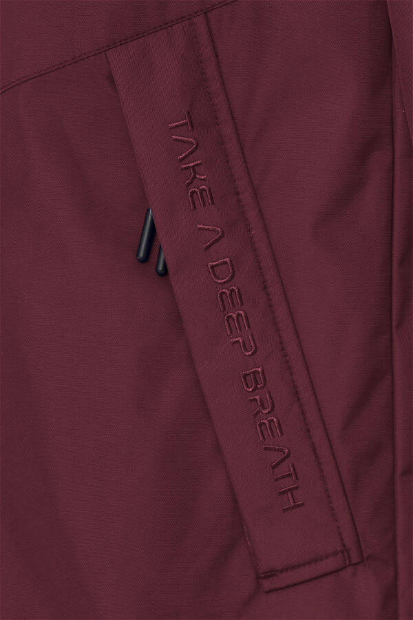 Men's Burgundy Hooded Zippered Raincoat 8437 - 22