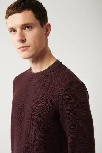 Men's Burgundy Knit Sweater - AVVA (1)
