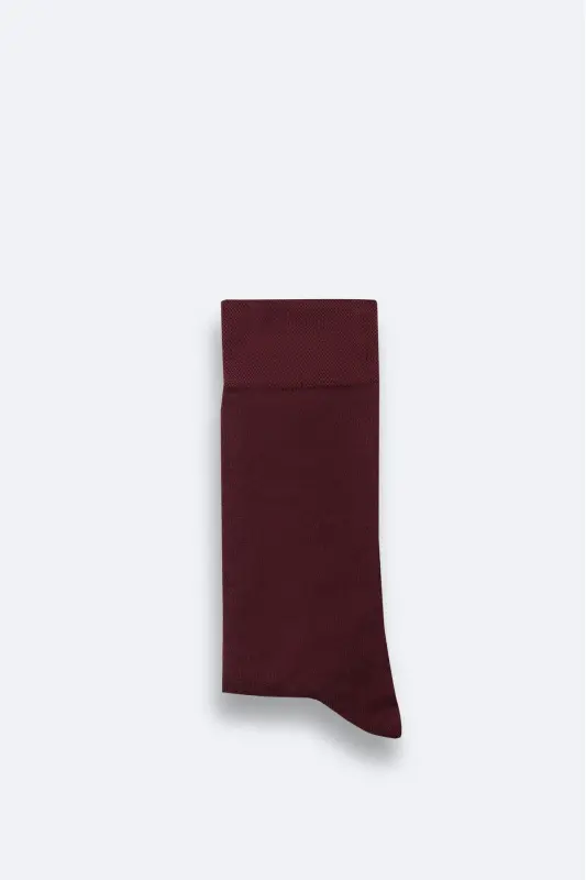 Men's Burgundy Plain Bamboo Crew Socks B008505-Burgundy - AVVA
