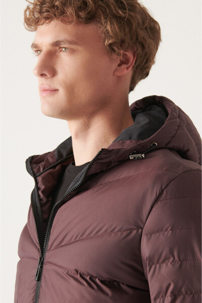 Men's Burgundy Puffer Jacket - 2