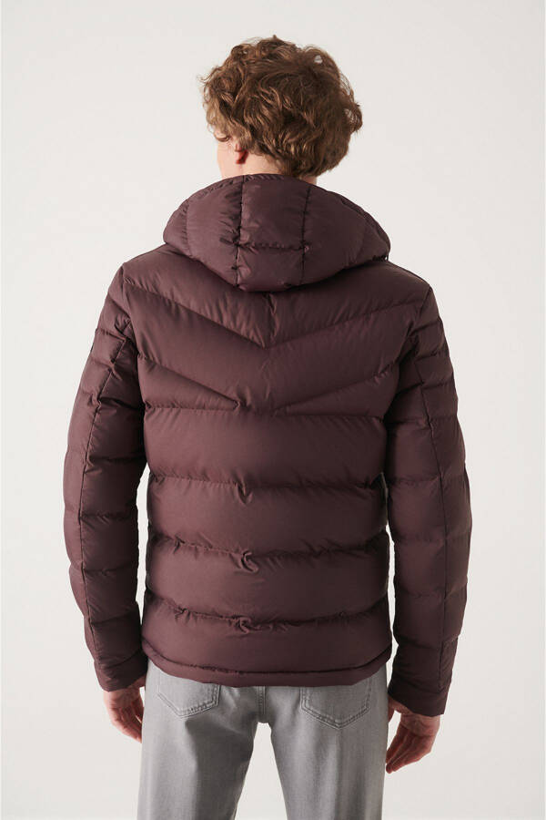 Men's Burgundy Puffer Jacket - 4