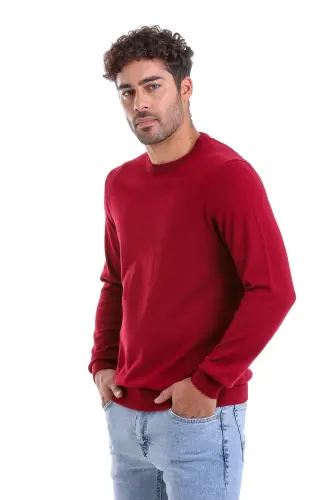 Men's Burgundy Regular Fit 100% Cotton Crew Neck T 
