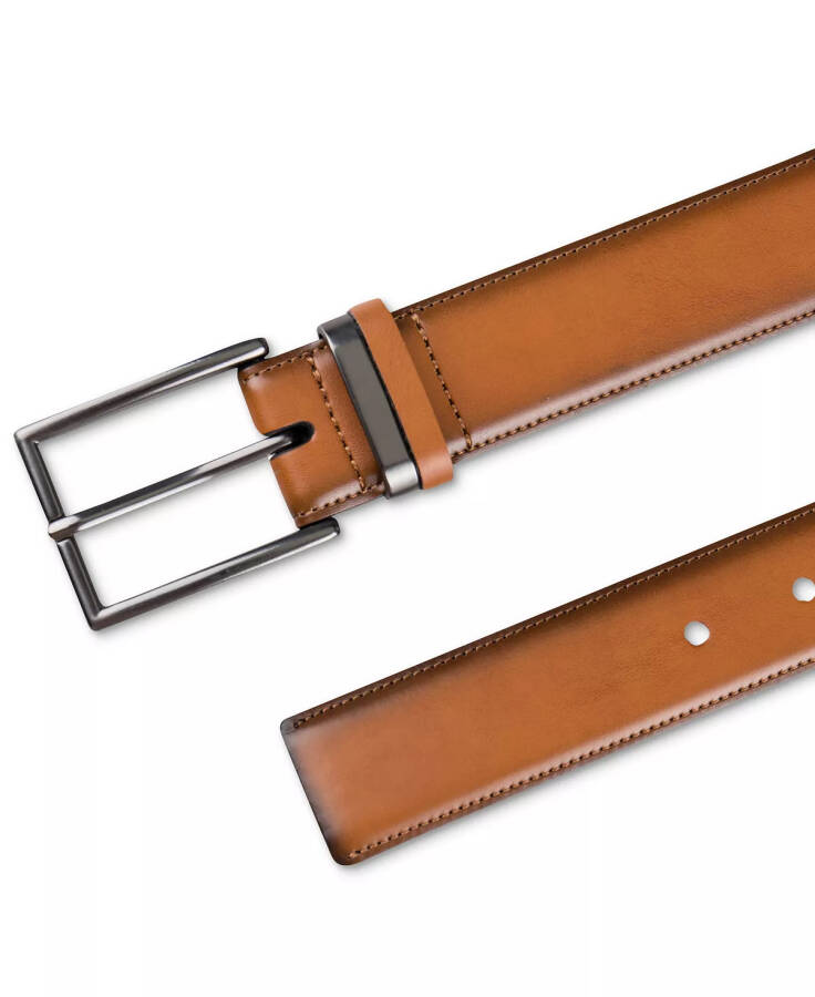 Men's Burnished Edge and Metal Loop Dress Belt, Created for Modazone Tan - 4